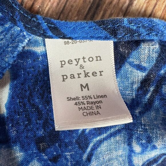 Peyton & Parker Linen Blend Size Medium Blue Midi Tank Top Beach Dress Pockets - Picture 5 of 6